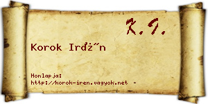 Korok Irén névjegykártya