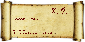 Korok Irén névjegykártya